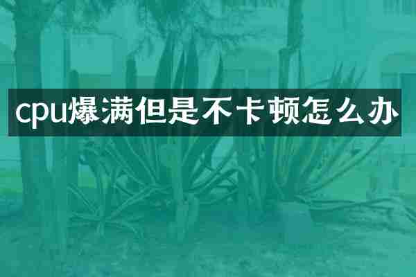 cpu爆满但是不卡顿怎么办