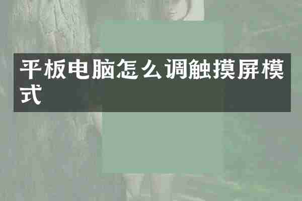 平板电脑怎么调触摸屏模式