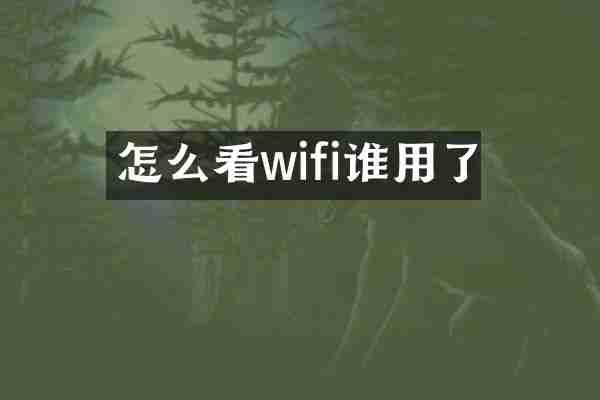 怎么看wifi谁用了