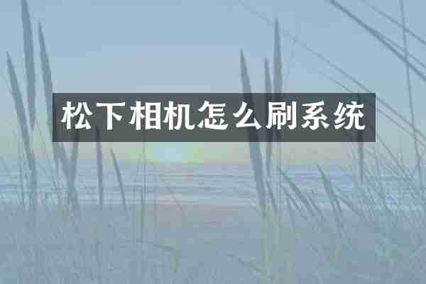 松下相机怎么刷系统