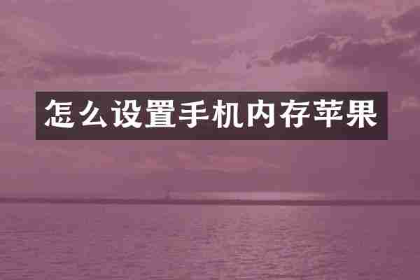 怎么设置手机内存苹果