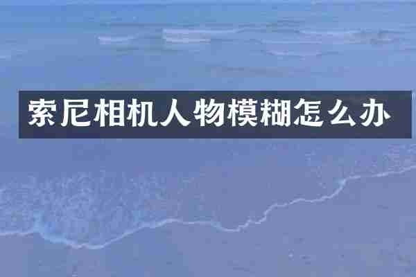 索尼相机人物模糊怎么办