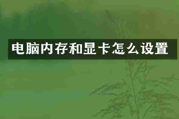 电脑内存和显卡怎么设置