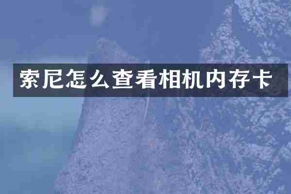 索尼怎么查看相机内存卡
