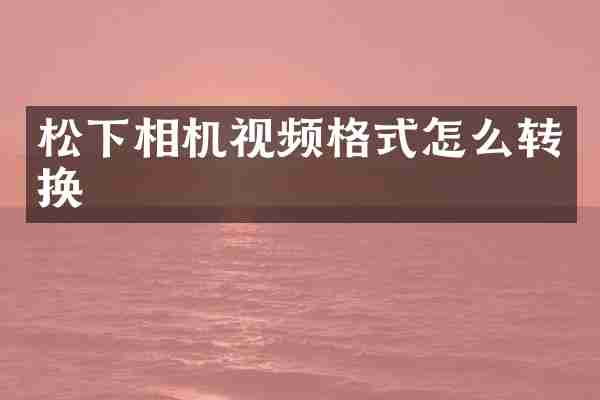 松下相机视频格式怎么转换