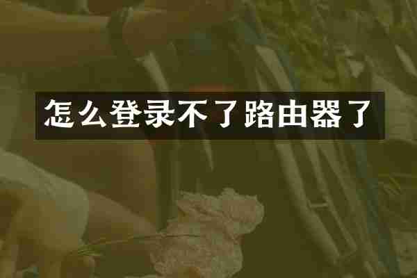 怎么登录不了路由器了