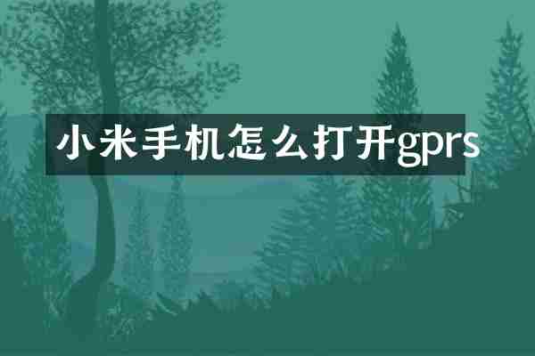 小米手机怎么打开gprs