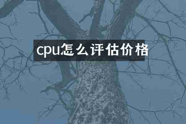 cpu怎么评估价格