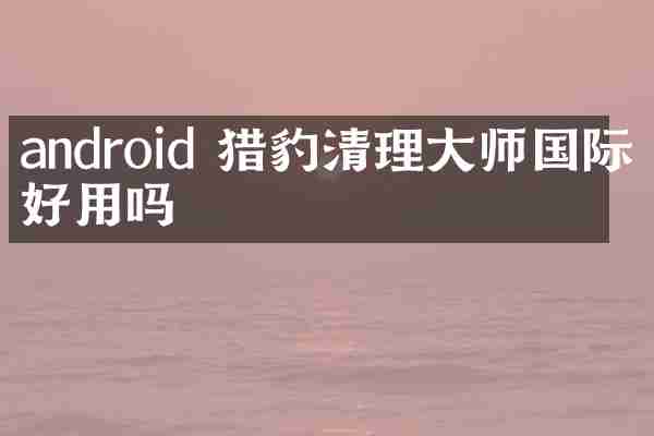 android 猎豹清理大师国际版好用吗