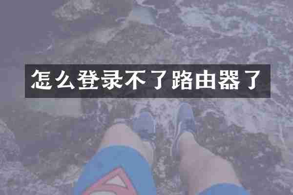 怎么登录不了路由器了