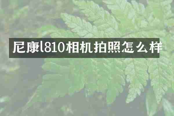 尼康l810相机拍照怎么样