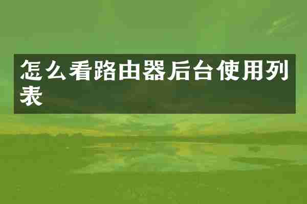 怎么看路由器后台使用列表