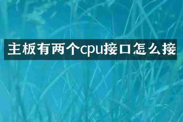 主板有两个cpu接口怎么接