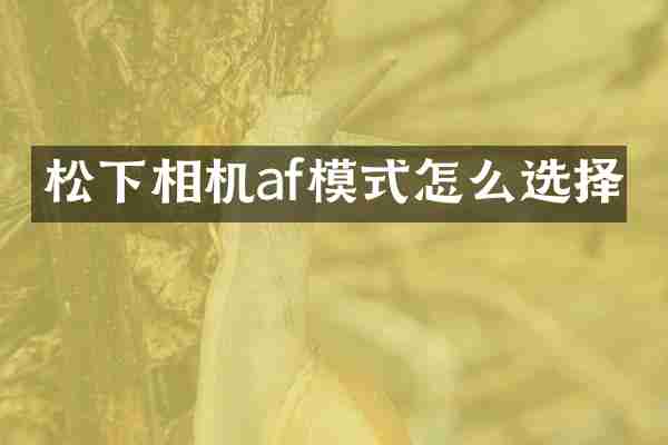 松下相机af模式怎么选择