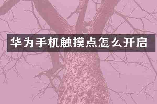 华为手机触摸点怎么开启