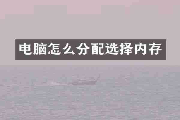 电脑怎么分配选择内存