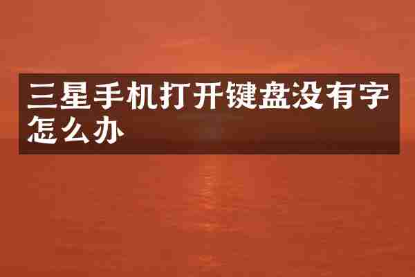 三星手机打开键盘没有字怎么办