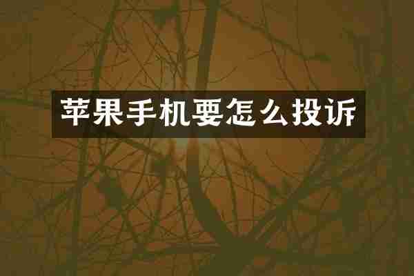 苹果手机要怎么投诉