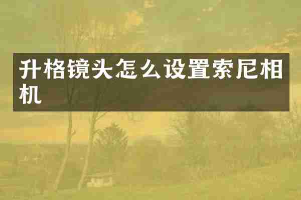 升格镜头怎么设置索尼相机