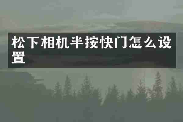 松下相机半按快门怎么设置