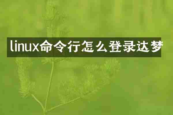 linux命令行怎么登录达梦