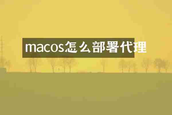 macos怎么部署代理