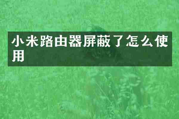 小米路由器屏蔽了怎么使用