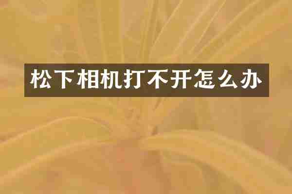 松下相机打不开怎么办