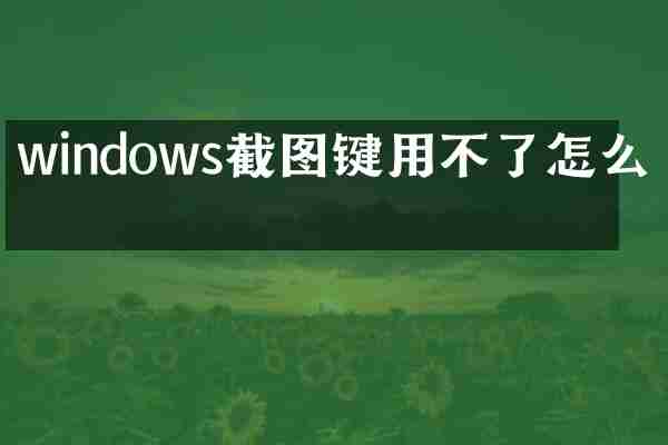 windows截图键用不了怎么办
