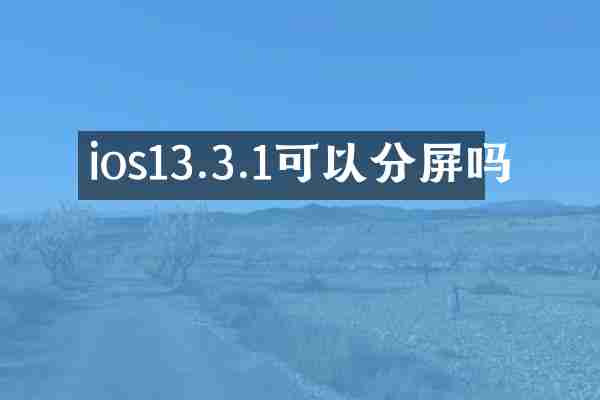 ios13.3.1可以分屏吗