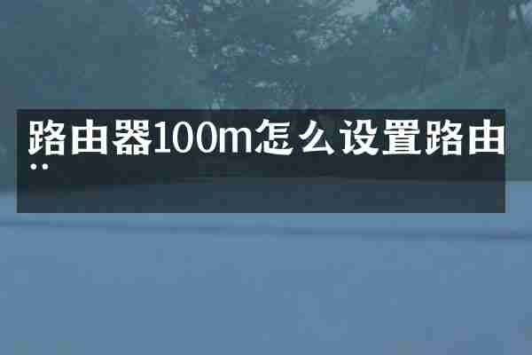 路由器100m怎么设置路由器
