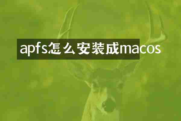 apfs怎么安装成macos