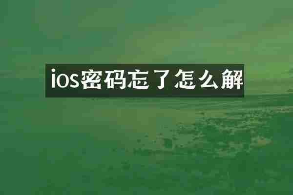 ios密码忘了怎么解