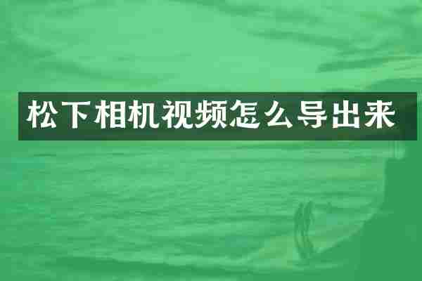 松下相机视频怎么导出来