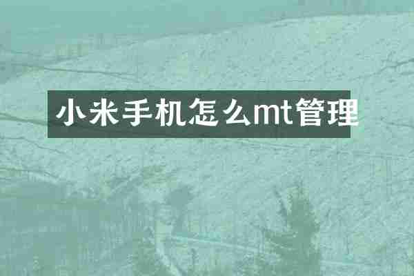 小米手机怎么mt管理