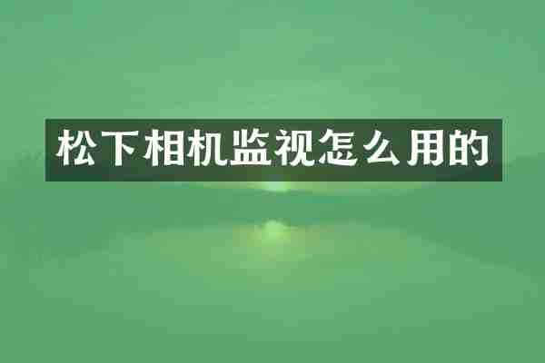 松下相机监视怎么用的