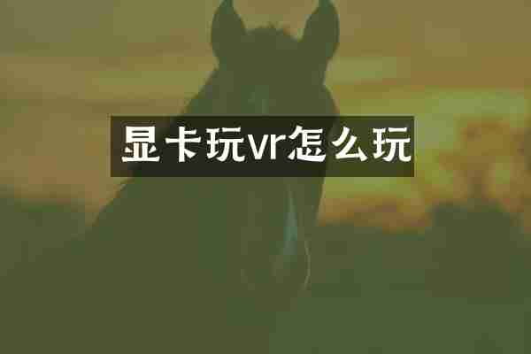显卡玩vr怎么玩