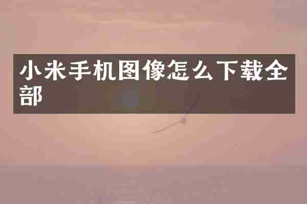 小米手机图像怎么下载全部