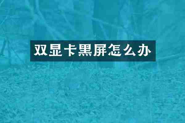 双显卡黑屏怎么办