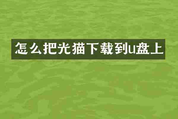 怎么把光猫下载到u盘上