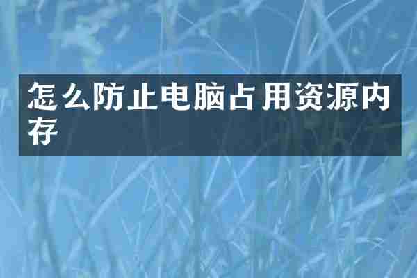 怎么防止电脑占用资源内存