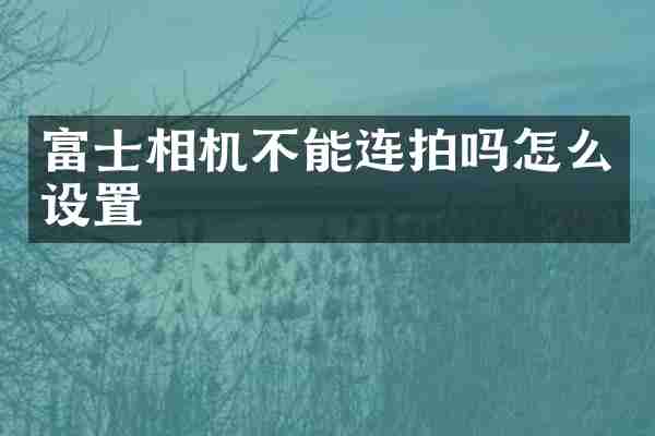富士相机不能连拍吗怎么设置