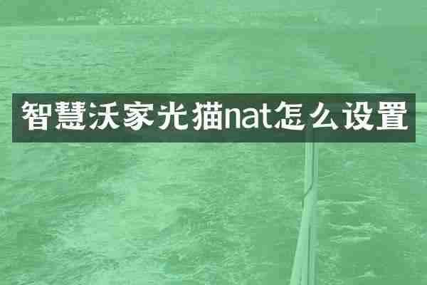 智慧沃家光猫nat怎么设置