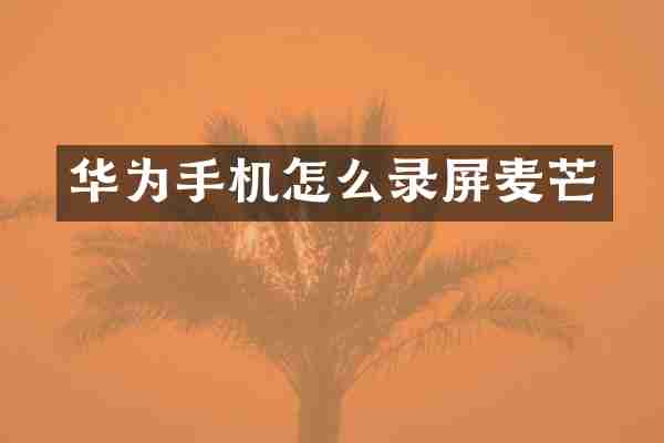华为手机怎么录屏麦芒