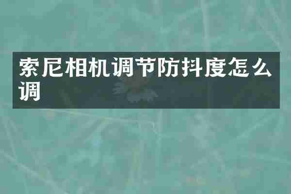 索尼相机调节防抖度怎么调