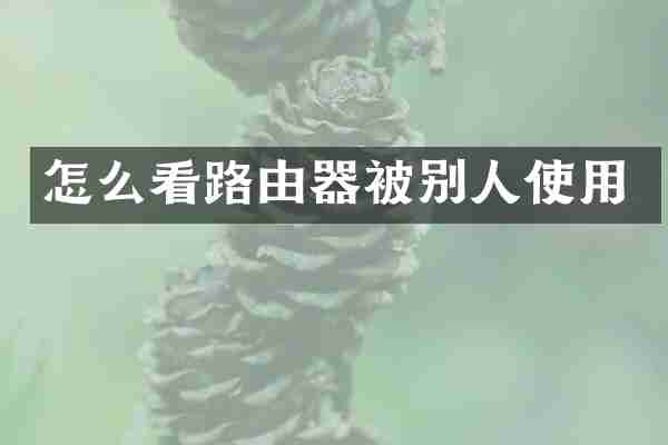 怎么看路由器被别人使用
