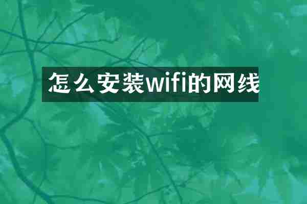 怎么安装wifi的网线