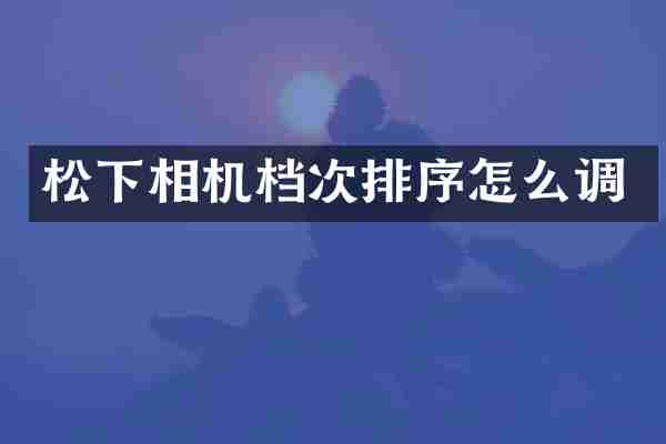 松下相机档次排序怎么调