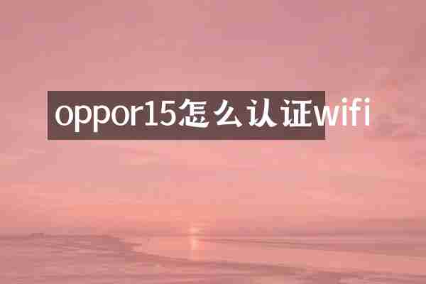 oppor15怎么认证wifi