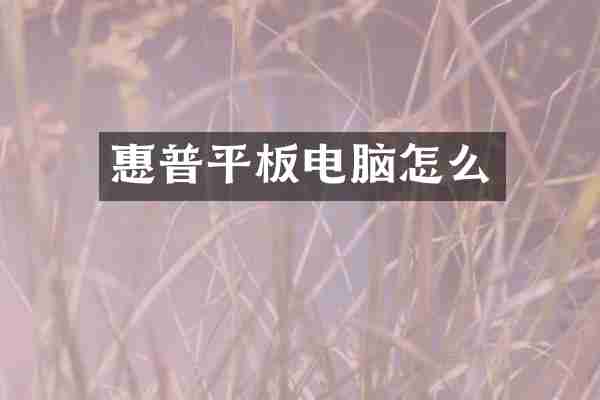 惠普平板电脑怎么